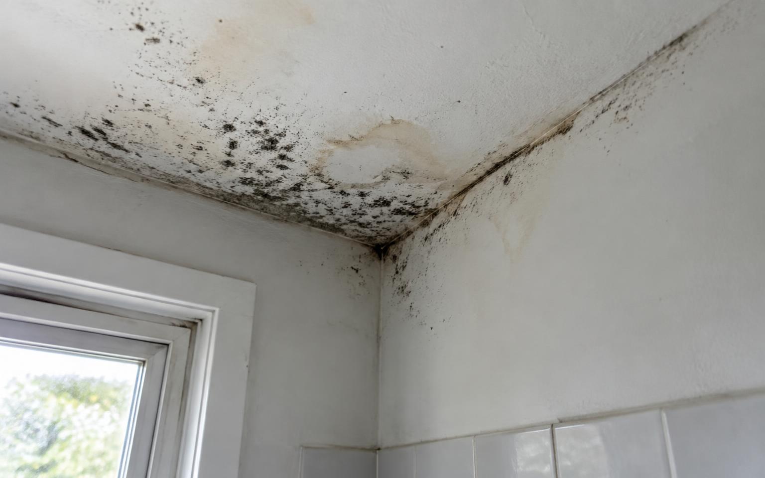 Bathroom ceiling corner — before